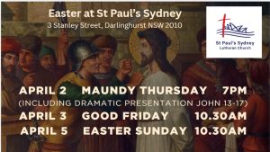 St Paul's Sydney Holey Week Times 2026